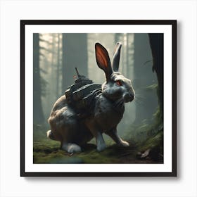 Bunny In Forest Sharp Focus Emitting Diodes Smoke Artillery Sparks Racks System Unit Motherb Art Print