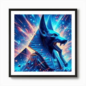 Neon Anubis, Egyptian 3 Art Print