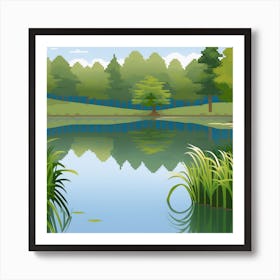 Pond In The Forest 3 Art Print