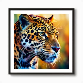 Watercolor Jaguar Studio Photography Complex Details High Detail Art Print