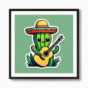Cactus With Guitar 14 Art Print