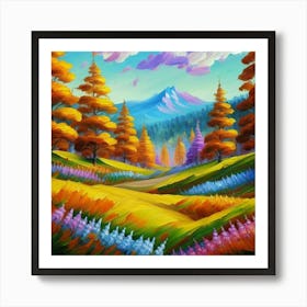 Magnificent forest meadows oil painting abstract painting art Art Print