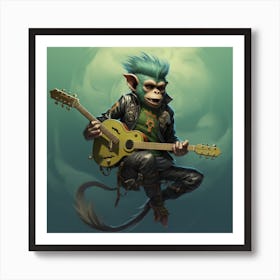 Monkey Playing Guitar Art Print