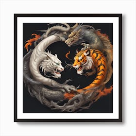 Tiger And Lion Art Print