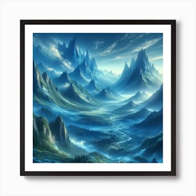 sky Blue mountains 1 Art Print