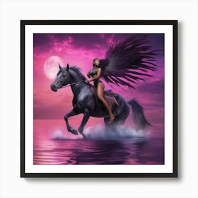 Woman Riding A Horse 1 Art Print