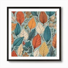 Leaves Drawing Pattern Nature Art Print 0 Art Print