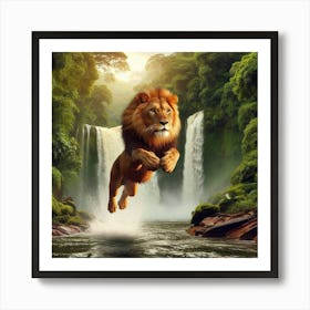 Leaping Lion Art Print