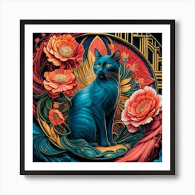 William Morris Black Cat Inspired Art Print