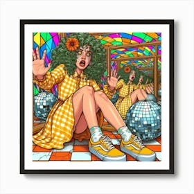 Girl In A Mirror Art Print