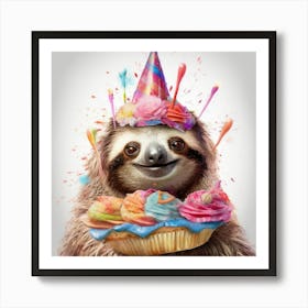 Birthday Sloth Art Print