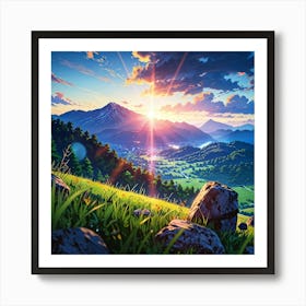 Sunset In The Mountains 15 Art Print