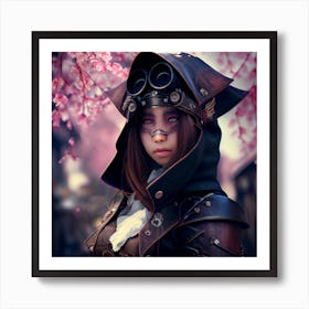 Myeera Woman Steampunk Style Eyelasses Wearing A Leather Hood I 75490f44 00ce 40ce 9428 1f6beefd8305 Art Print