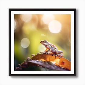 Frog On Leaf Art Print