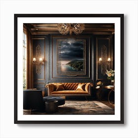 Black And Gold Living Room 6 Art Print