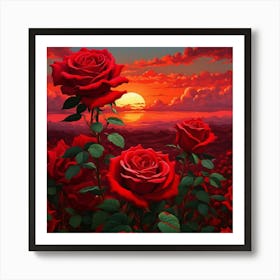 Sunset Roses Poster