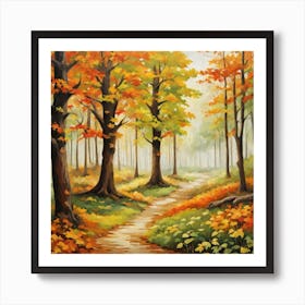 Forest In Autumn In Minimalist Style Square Composition 360 Art Print