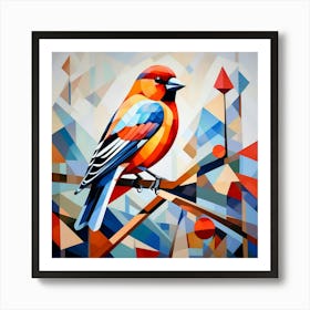 Cubism Art, Bullfinch bird 2 Art Print