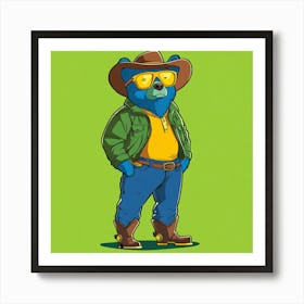 Creatai 24830 A Cartoon Style Anthropomorphic Blue Bear Stand 29c1fd39 30e4 4be7 Ae16 6b9a6f666146 1 Art Print