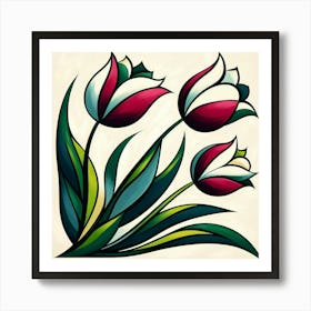 Tilted Tulips Floral Hallway Art Print