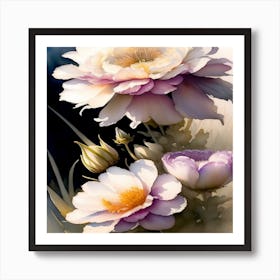 Three White Flowers Art Print