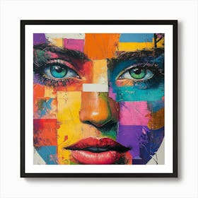 Face Of A Woman Abstract Colorful Art Print