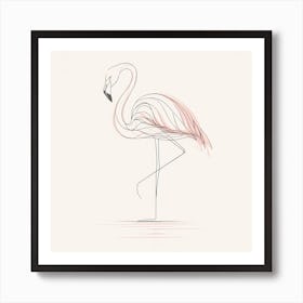 Flamingo line drawing Art Print