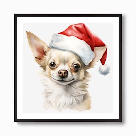 Chihuahua Christmas Hat Art Print