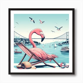 Flamingo On The Beach 1 Art Print