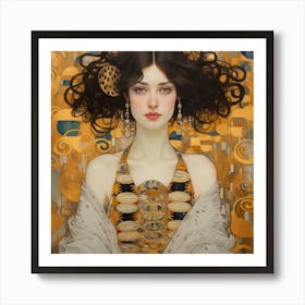 Yellow Flower Retro Woman  Art Print