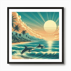 Dolphins At The Beach 1 Art Print