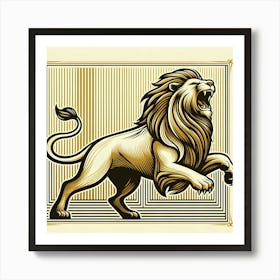 Wall artLion Roaring Art Print