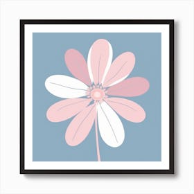 A White And Pink Flower In Minimalist Style Square Composition 574 Art Print