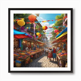 Colombian Festivities Ultra Hd Realistic Vivid Colors Highly Detailed Uhd Drawing Pen And Ink (39) Art Print