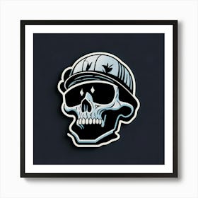 Skull Sticker With A Cap Silver (75) Art Print