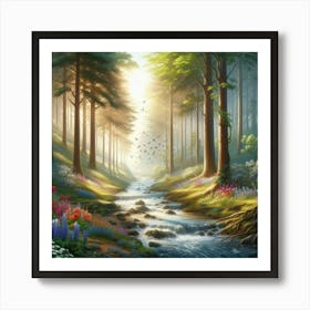 Stream In The Woods 4 Art Print