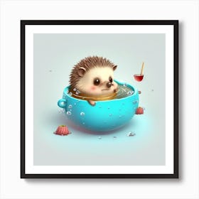 Hedgehog In A Cup Art Print