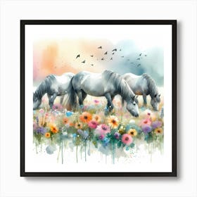 Horses In The Meadow 4 Art Print