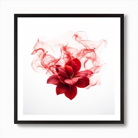 Red Flower With Smoke Art Print