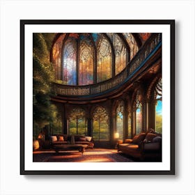 Room With Stained Glass Windows Art Print