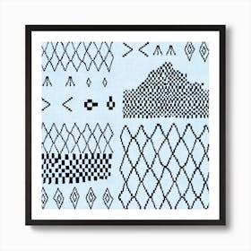 Moroccan Patchwork In Baby Blue Art Print