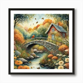 Autumn Bridge Art Print