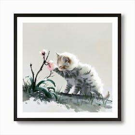 Chinese Kitten Painting Art Print