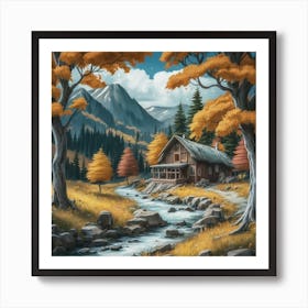 A peaceful, lively autumn landscape 12 Art Print