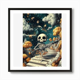 Skeleton With Gun Art Print