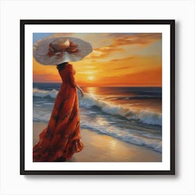 The lady in sunset 🌇  Art Print