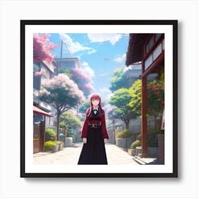 Anime Girl In Kimono Art Print