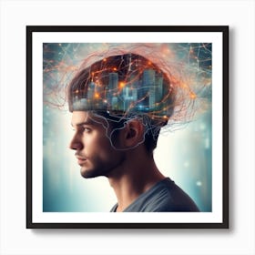 Man With City In His Head Art Print