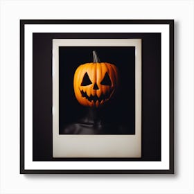 Halloween Pumpkin Selfie Polaroid Frame Art Print
