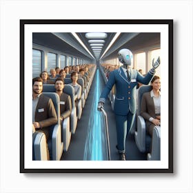 Robot On A Train Art Print